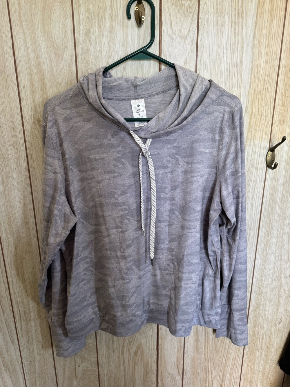 Lightweight Grey Camo Hoodie with Drawstring